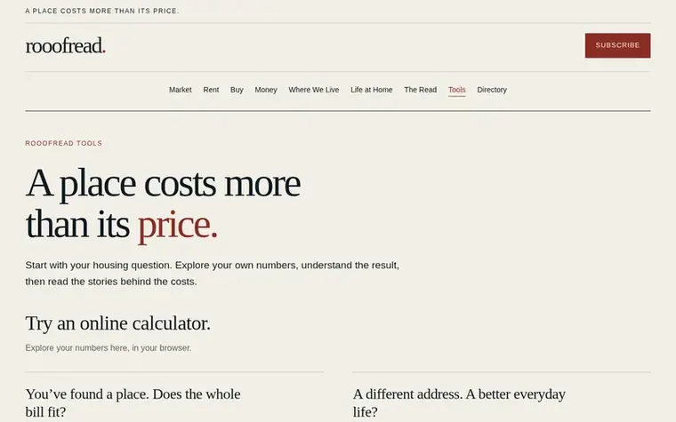 Screenshot of the Rooofread homepage