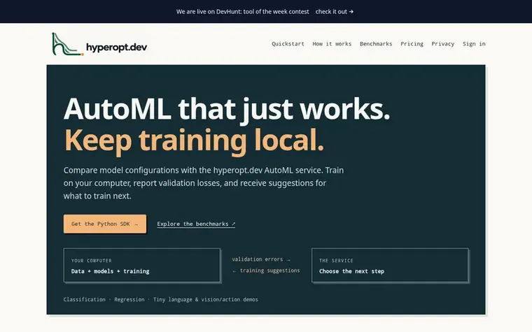 Screenshot of the hyperopt.dev homepage