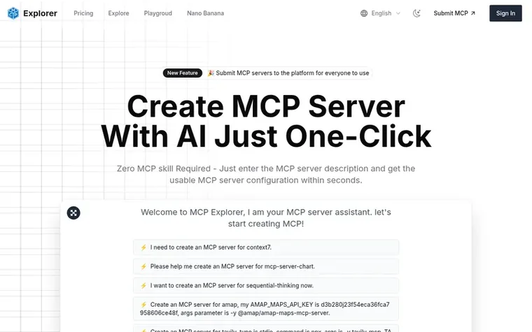 Screenshot of the MCP Explorer homepage