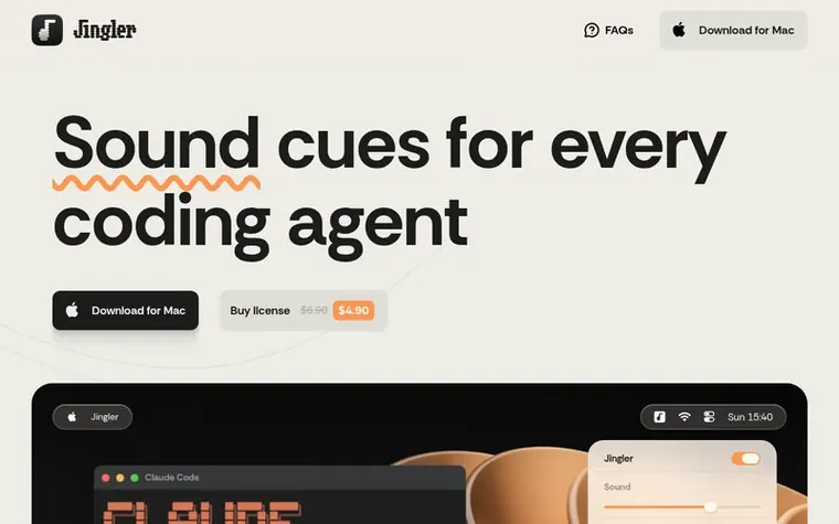 Screenshot of the Jingler homepage