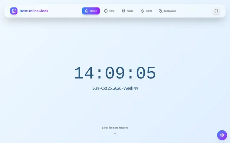 Screenshot of the Best Online Clock homepage