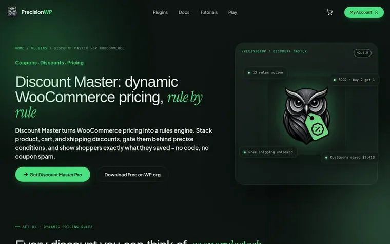Screenshot of the Discount Master for WooCommerce homepage