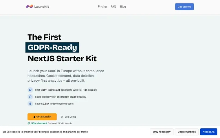 Screenshot of the LaunchIt homepage