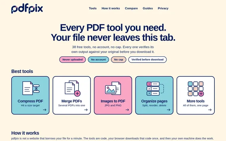 Screenshot of the pdfpix homepage